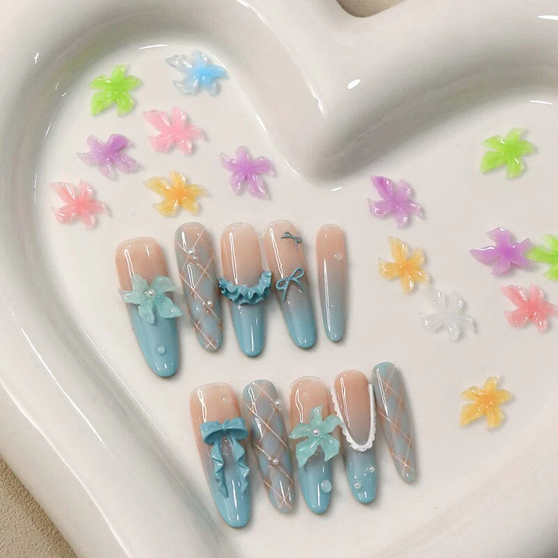 50pcs Multicolor Lily Spring 3D Nail Decorations - Image 3