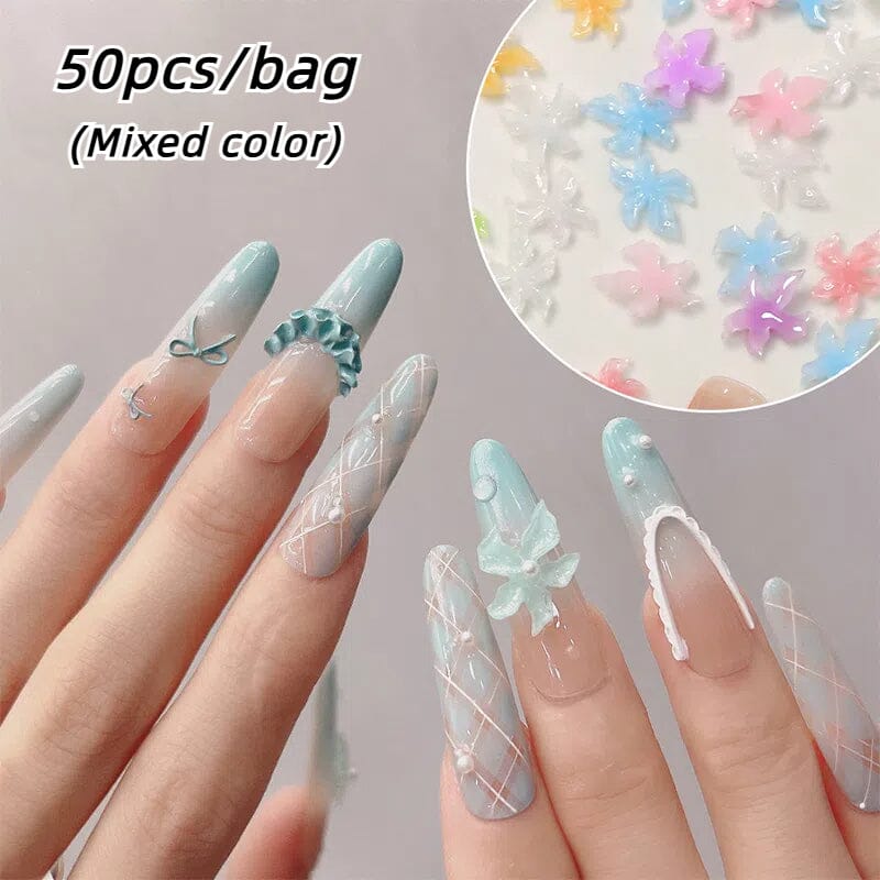 50pcs Multicolor Lily Spring 3D Nail Decorations - Image 8