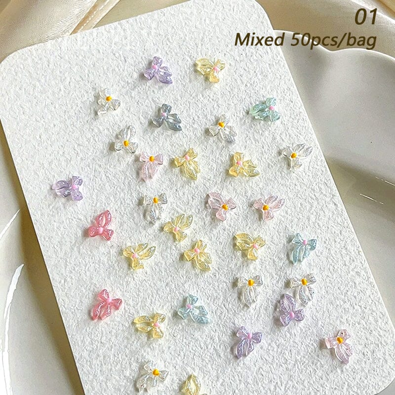 50pcs Resin Ice Transparent Bowknot 3D Nail Decorations - Image 10