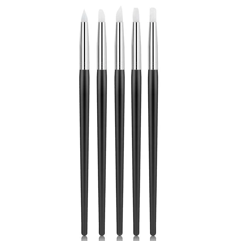 5pcs Silicone Nail Brush Black Handle