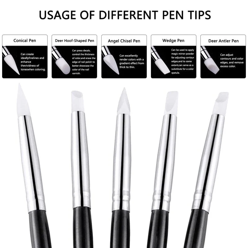 5pcs Silicone Nail Brush Black Handle - Image 12