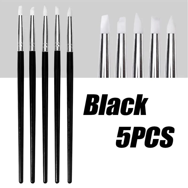 5pcs Silicone Nail Brush Black Handle - Image 13