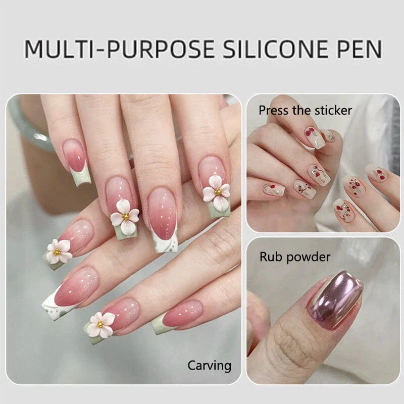 5pcs Silicone Nail Brush Black Handle - Image 3