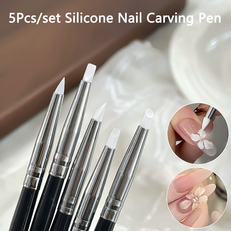 5pcs Silicone Nail Brush Black Handle - Image 7