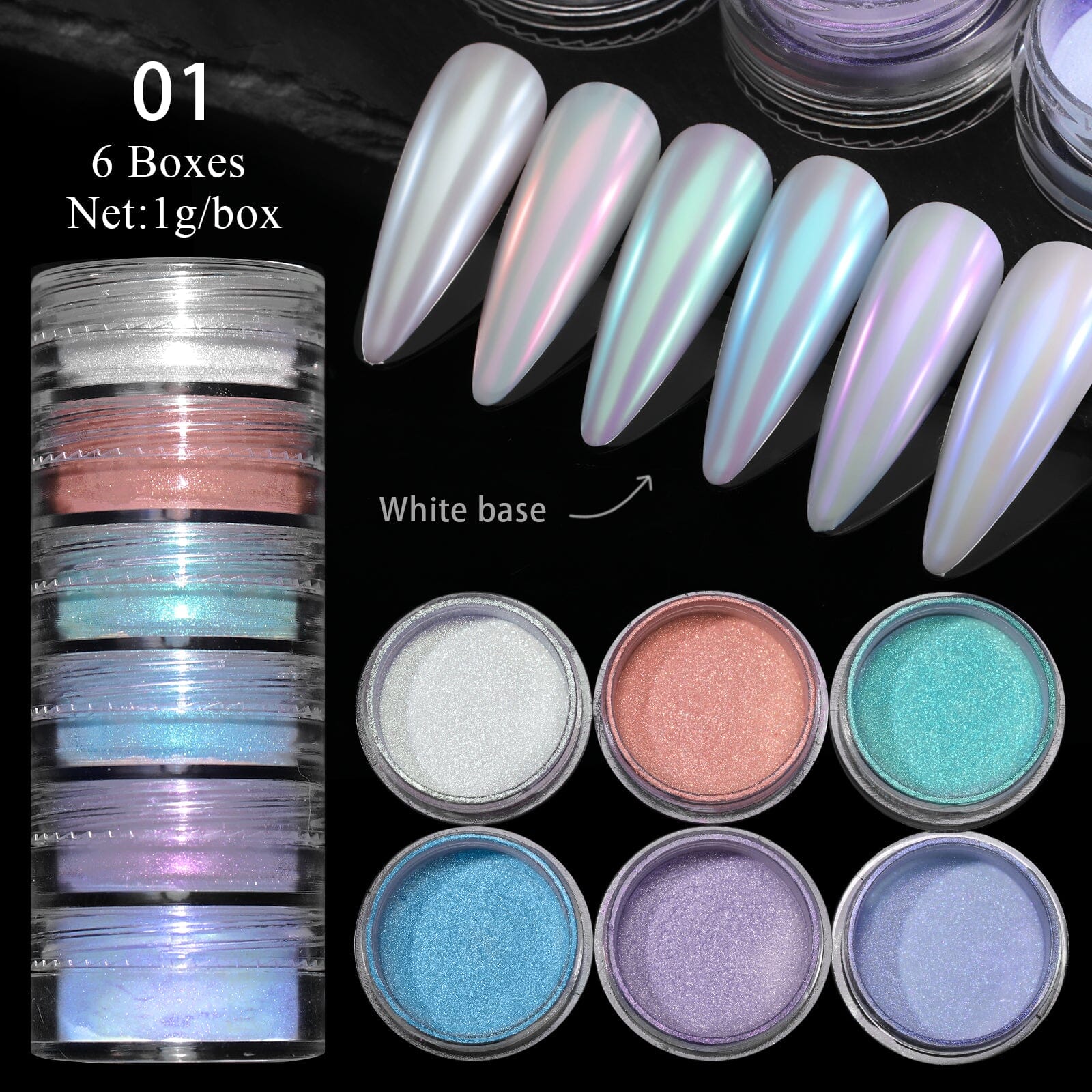 6 Boxes Chrome Nail Powder Set - Image 13