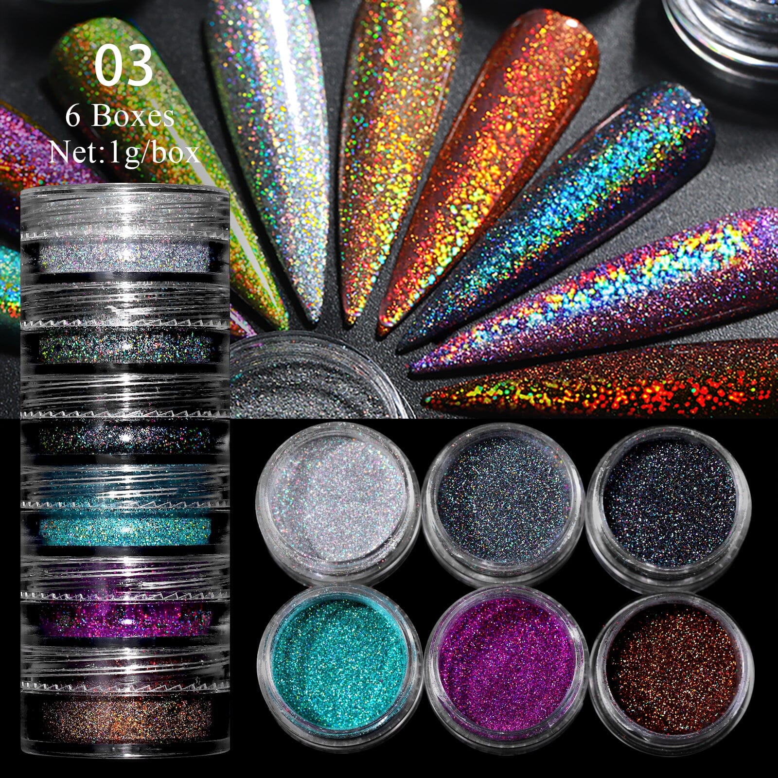 6 Boxes Chrome Nail Powder Set - Image 15