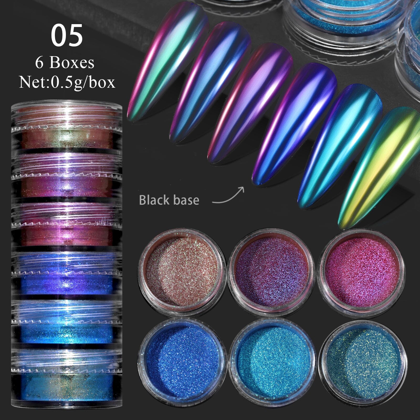 6 Boxes Chrome Nail Powder Set - Image 17