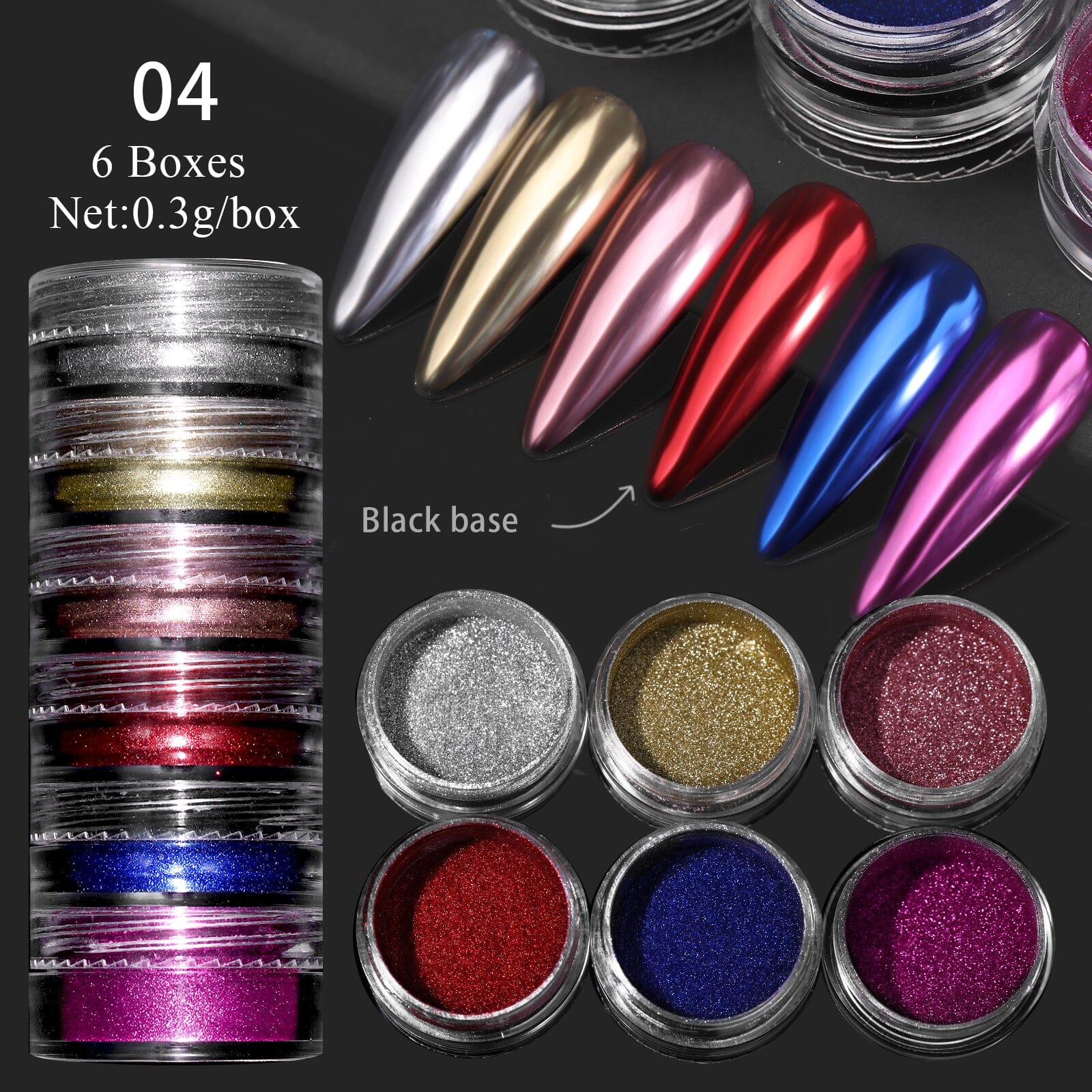 6 Boxes Chrome Nail Powder Set - Image 16