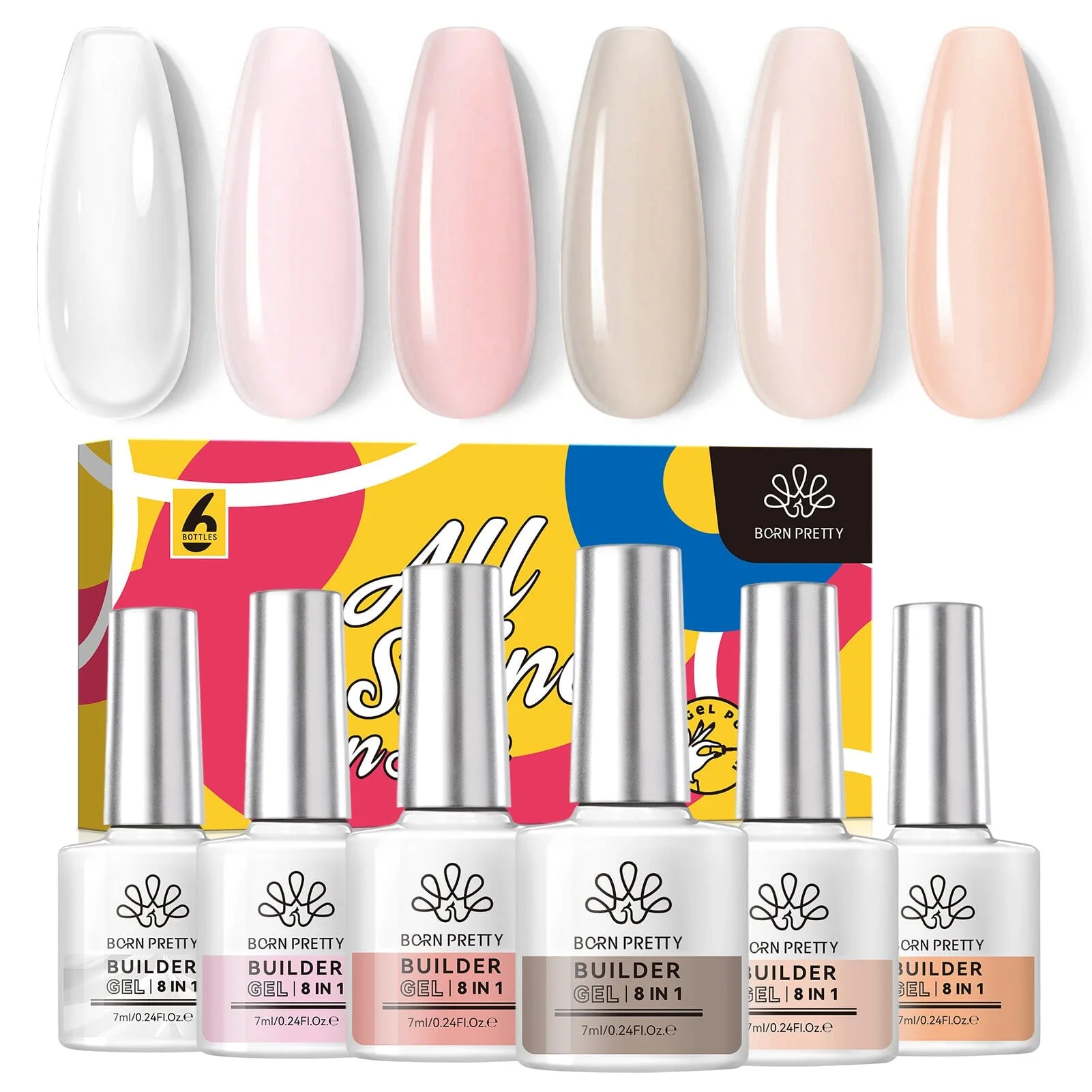 6 Colors 8 in 1 Builder Gel Polish Set 7ml - Image 10