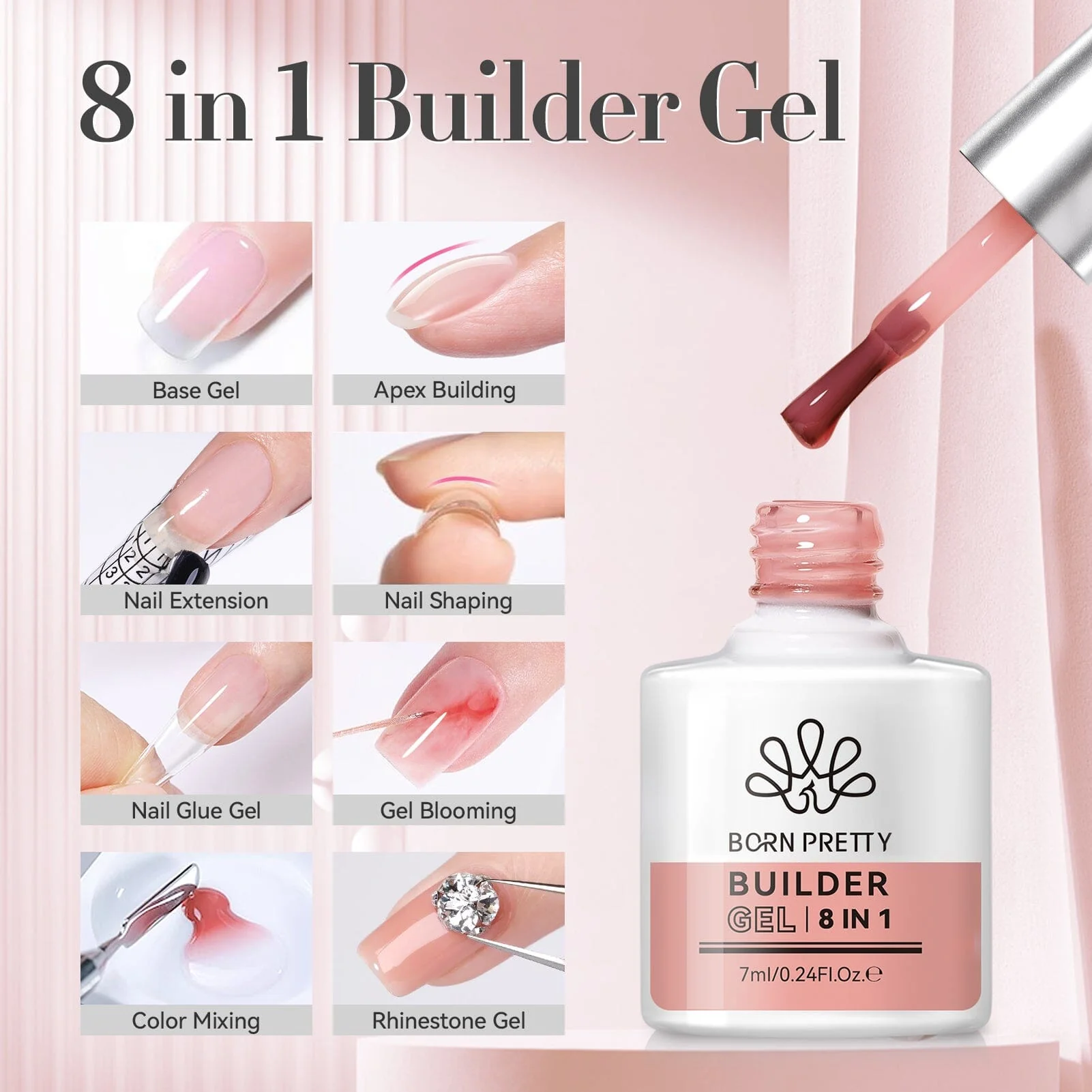 6 Colors 8 in 1 Builder Gel Polish Set 7ml - Image 7
