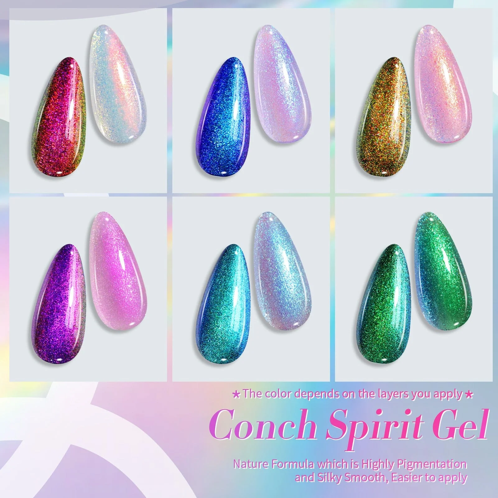 6 Colors Aurora Gel Polish Set T04 Conch Spirit 7ml - Image 8