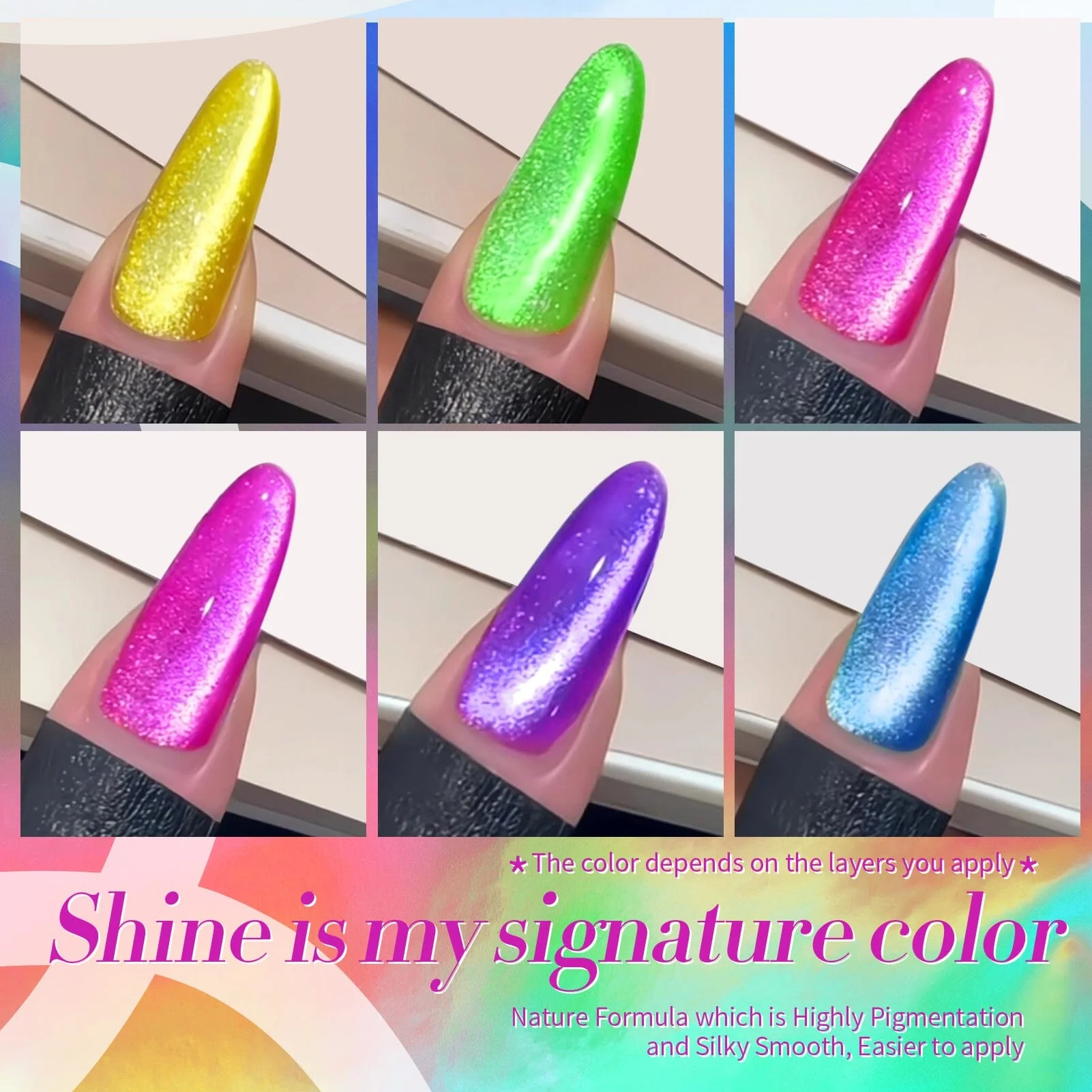 6 Colors Cat Magnetic Gel M04 Colorful Elves 7ml - Image 6
