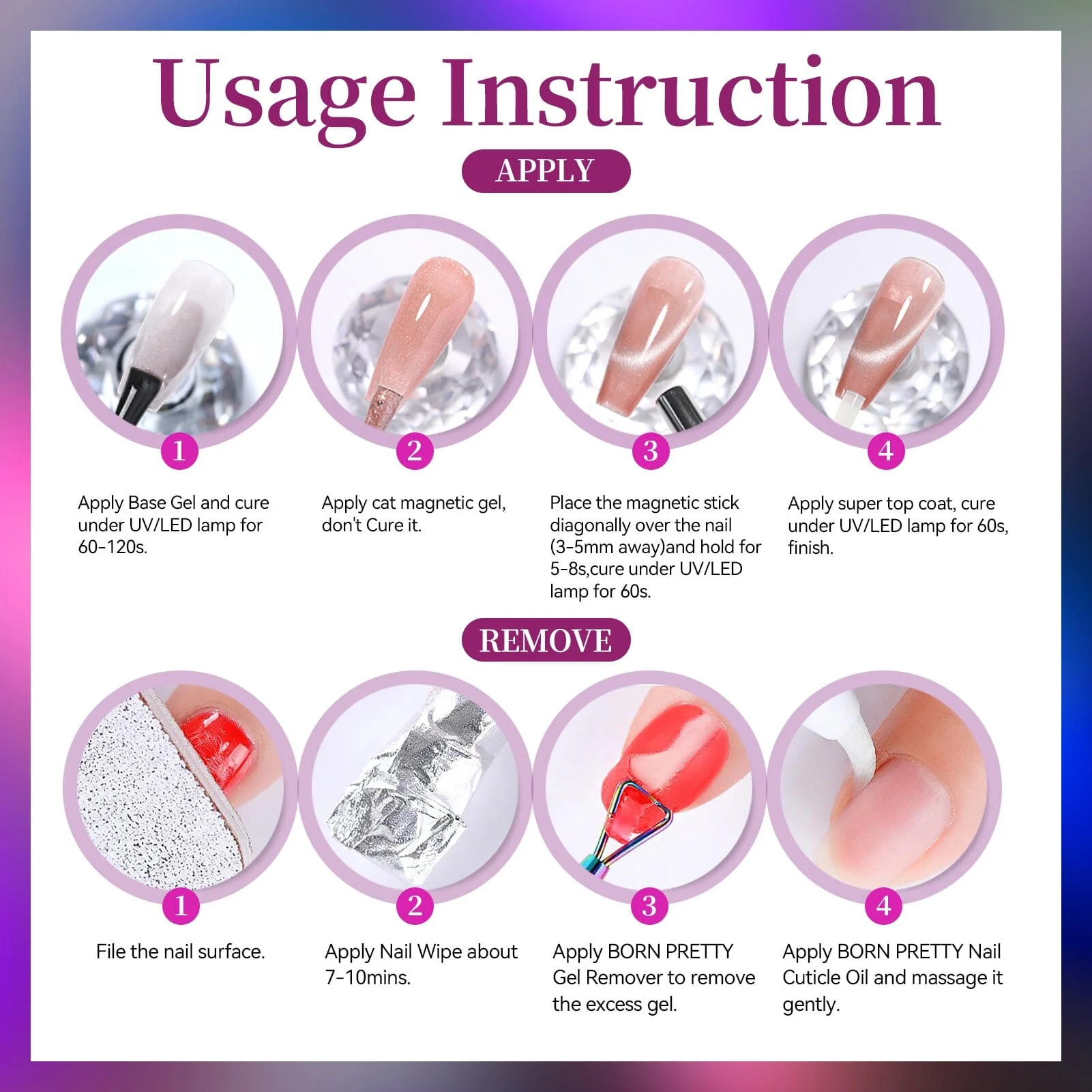 6 Colors Colored Cat Magnetic Gel M52 Romantic Universe 7ml - Image 6