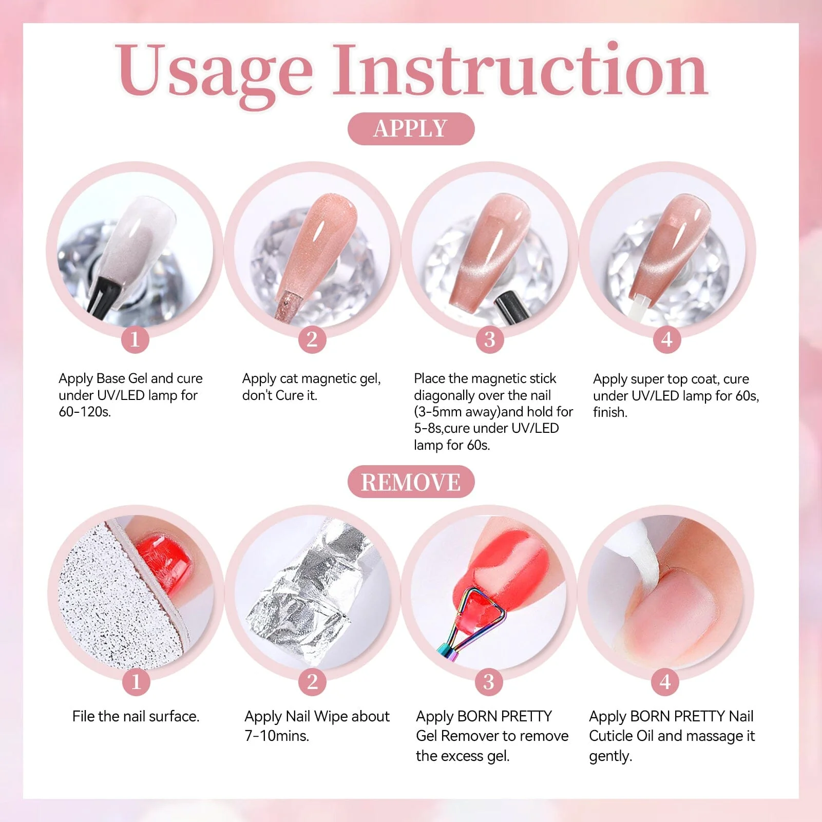 6 Colors Crystal Cat Magnetic Gel M60 Misty Dawn 7ml - Image 6
