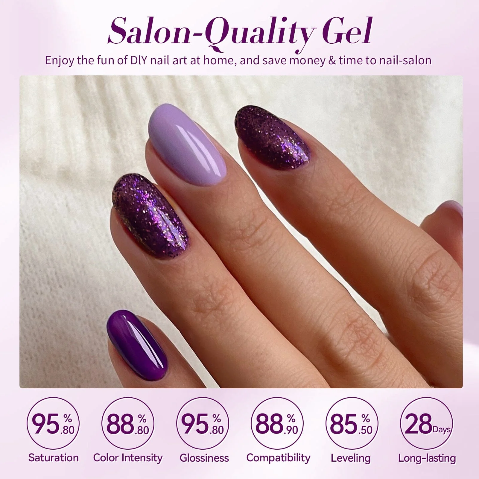 6 Colors Gel Polish S08 Lavender Mist 7ml - Image 3