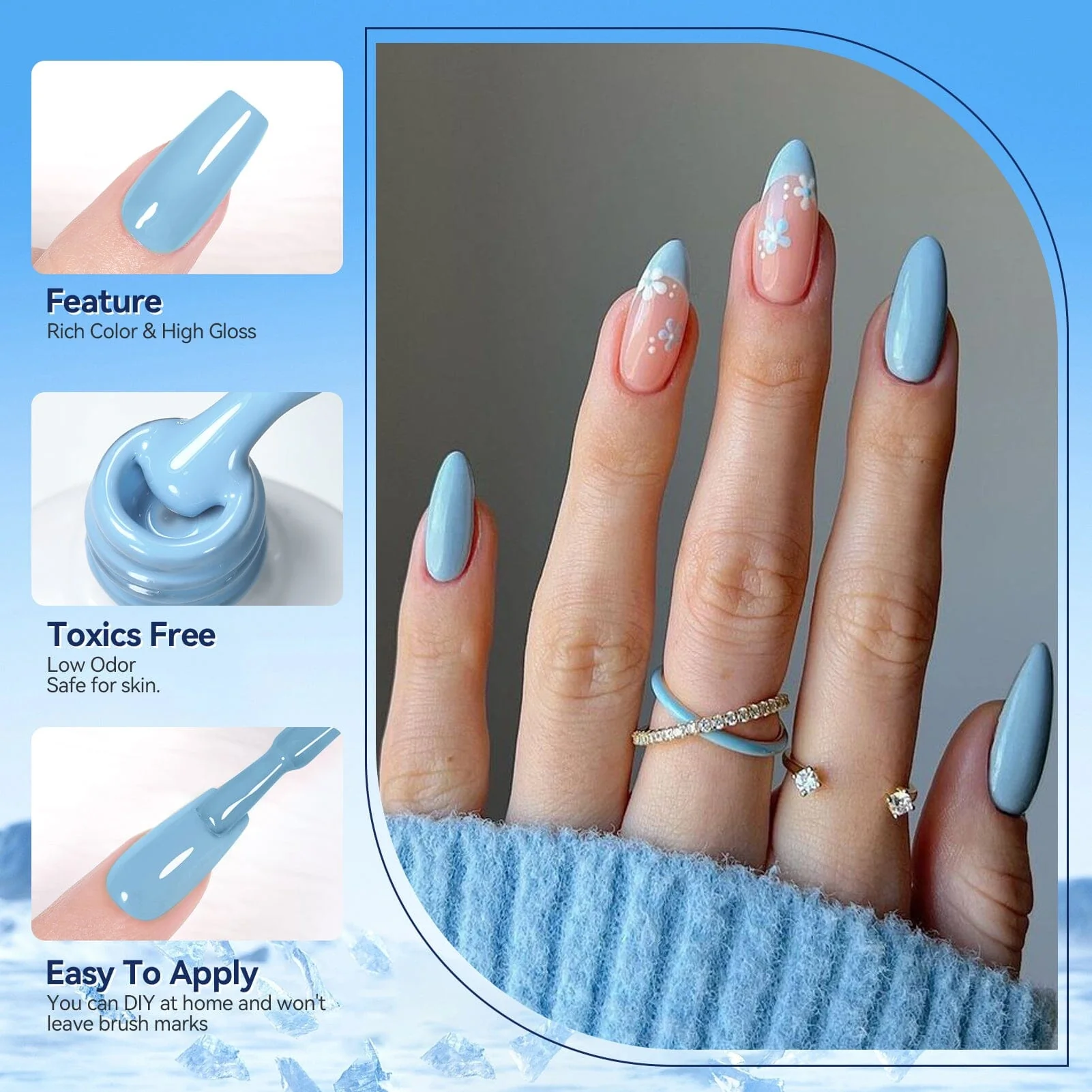 6 Colors Gel Polish S36 Blue Cosmic 7ml - Image 3