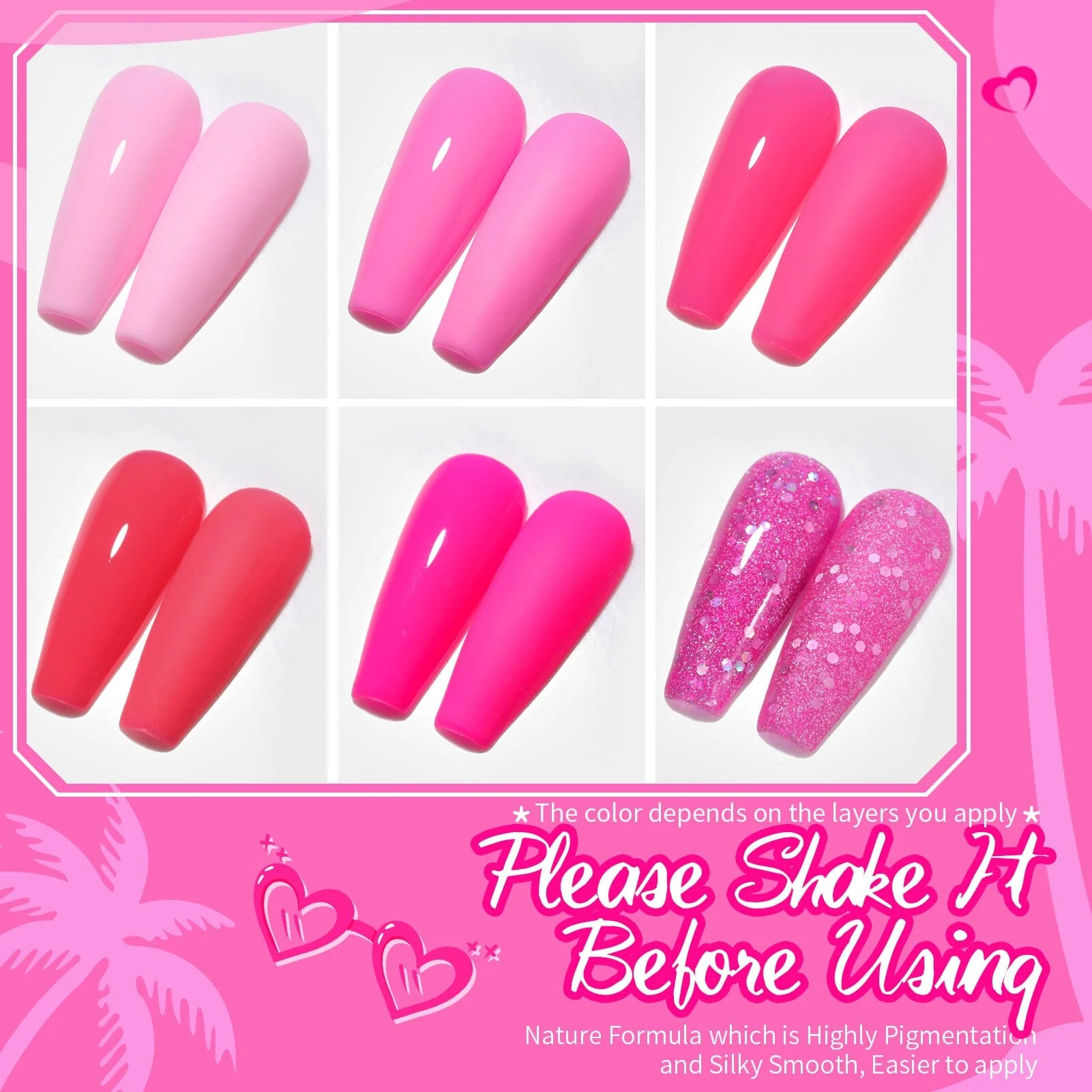 6 Colors Gel Polish S38 Hot Pink 7ml - Image 6