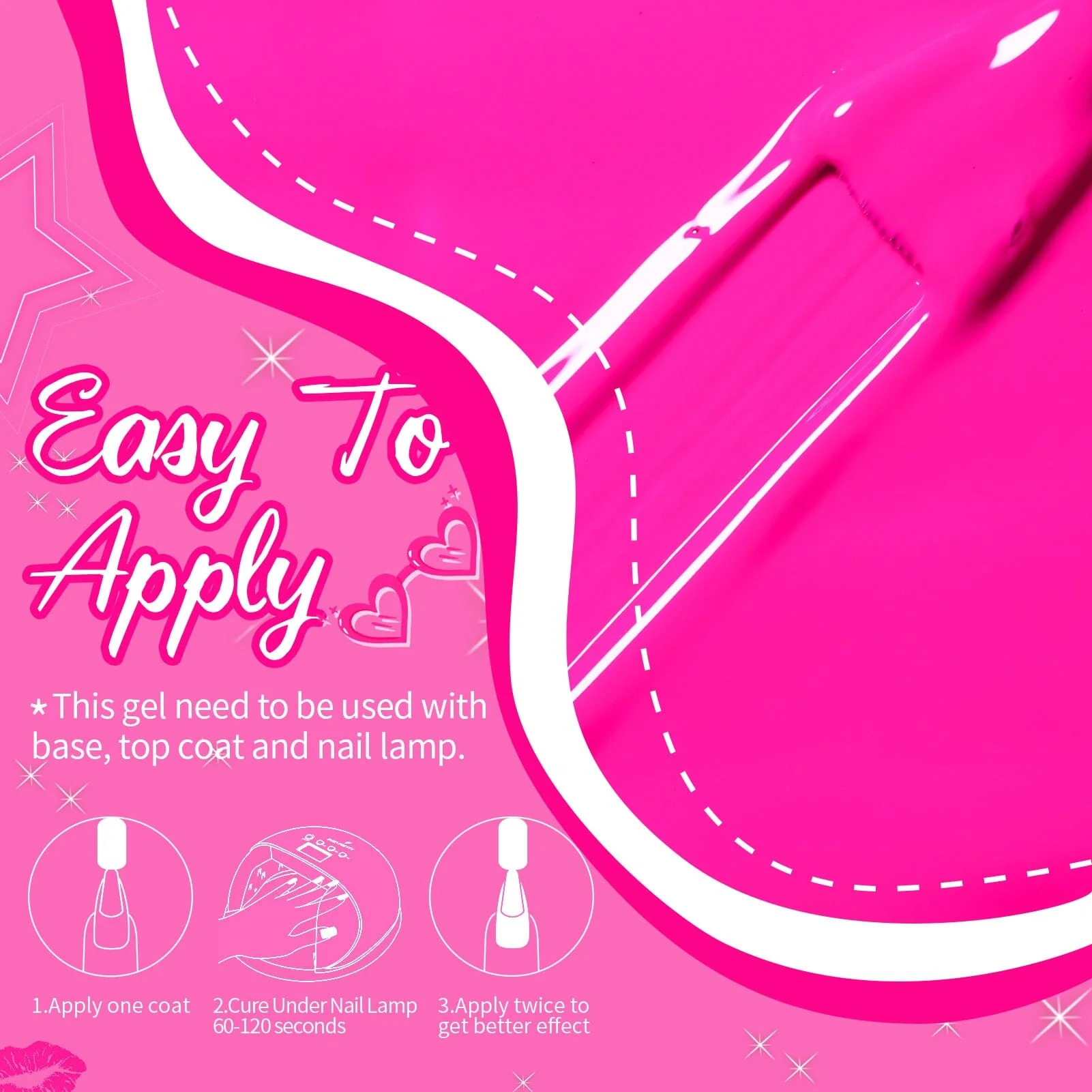 6 Colors Gel Polish S38 Hot Pink 7ml - Image 8