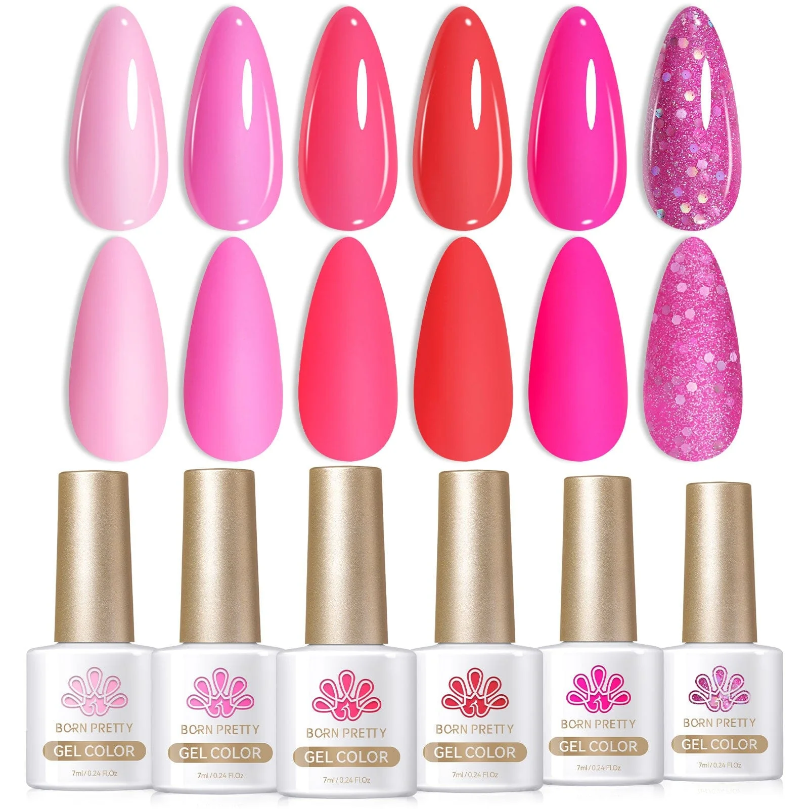 6 Colors Gel Polish S38 Hot Pink 7ml - Image 9
