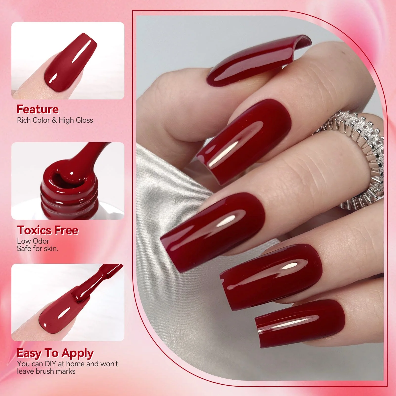 6 Colors Gel Polish Set S27 Red Theory 7ml - Image 4