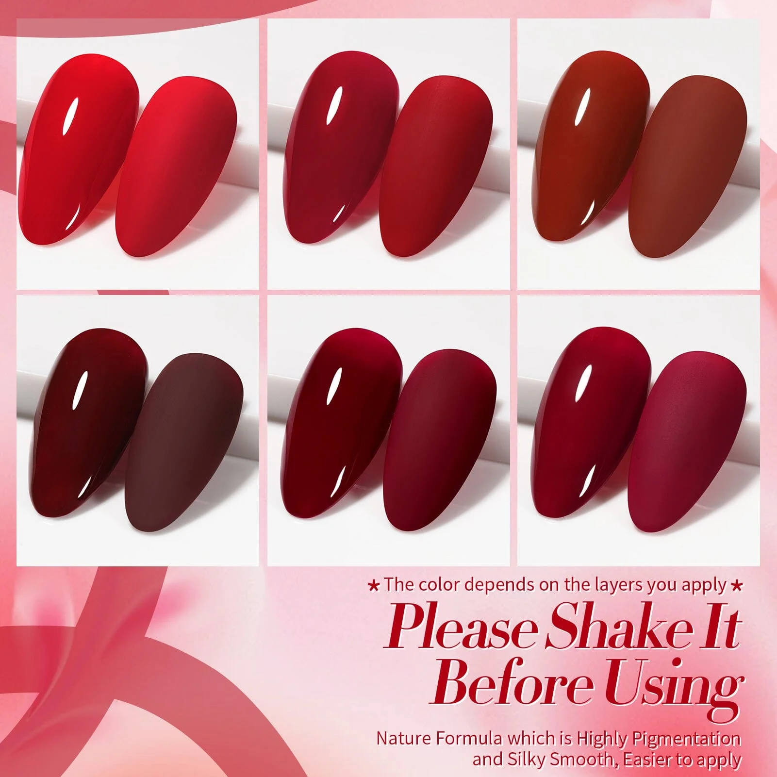 6 Colors Gel Polish Set S27 Red Theory 7ml - Image 7