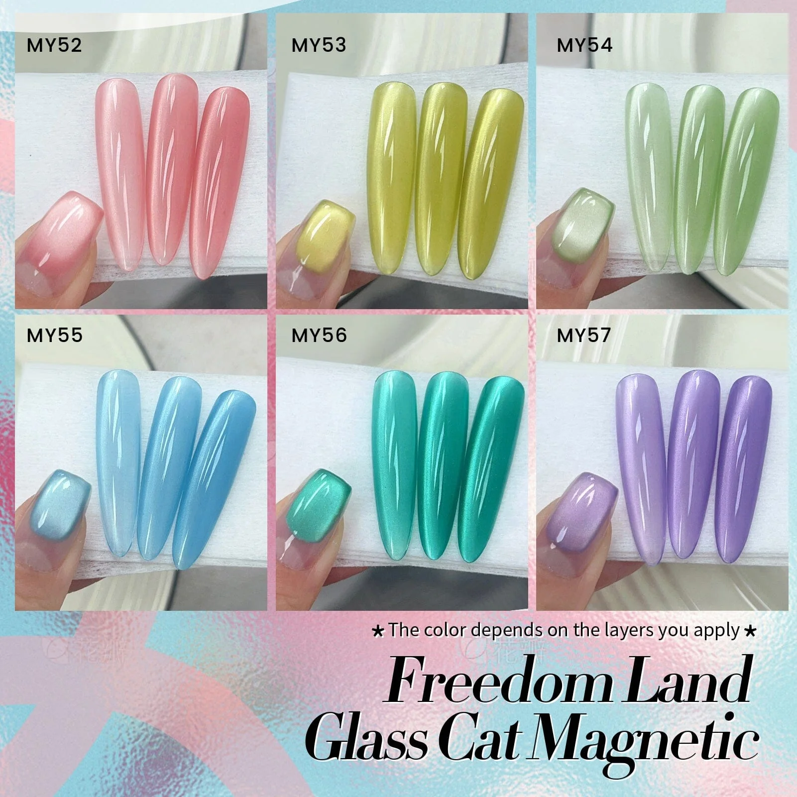 6 Colors Glass Cat Magnetic Gel M06 Freedom Land 7ml - Image 8