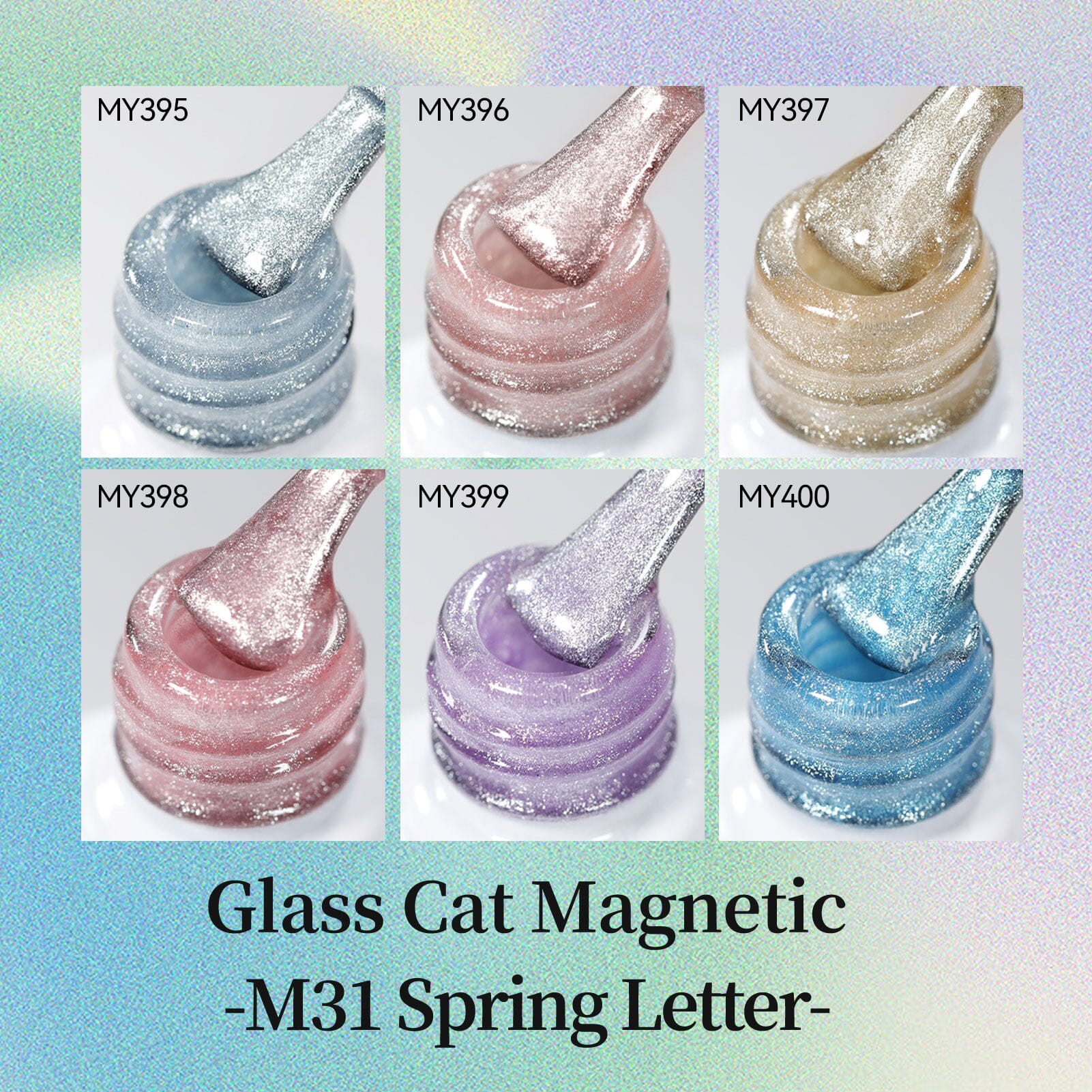 6 Colors Glass Cat Magnetic Gel M31 Spring Letter 7ml - Image 5