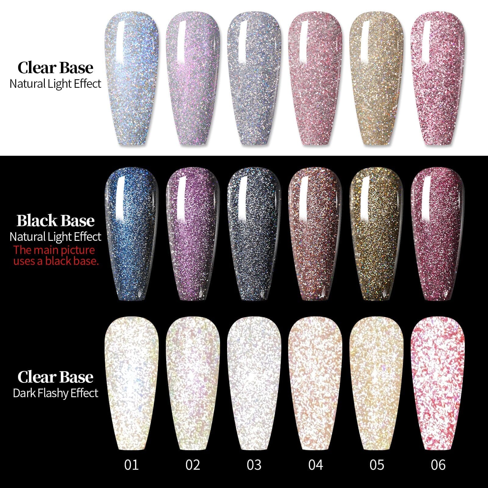 6 Colors Glitter Reflective Gel T05 Cloud 7ml - Image 6