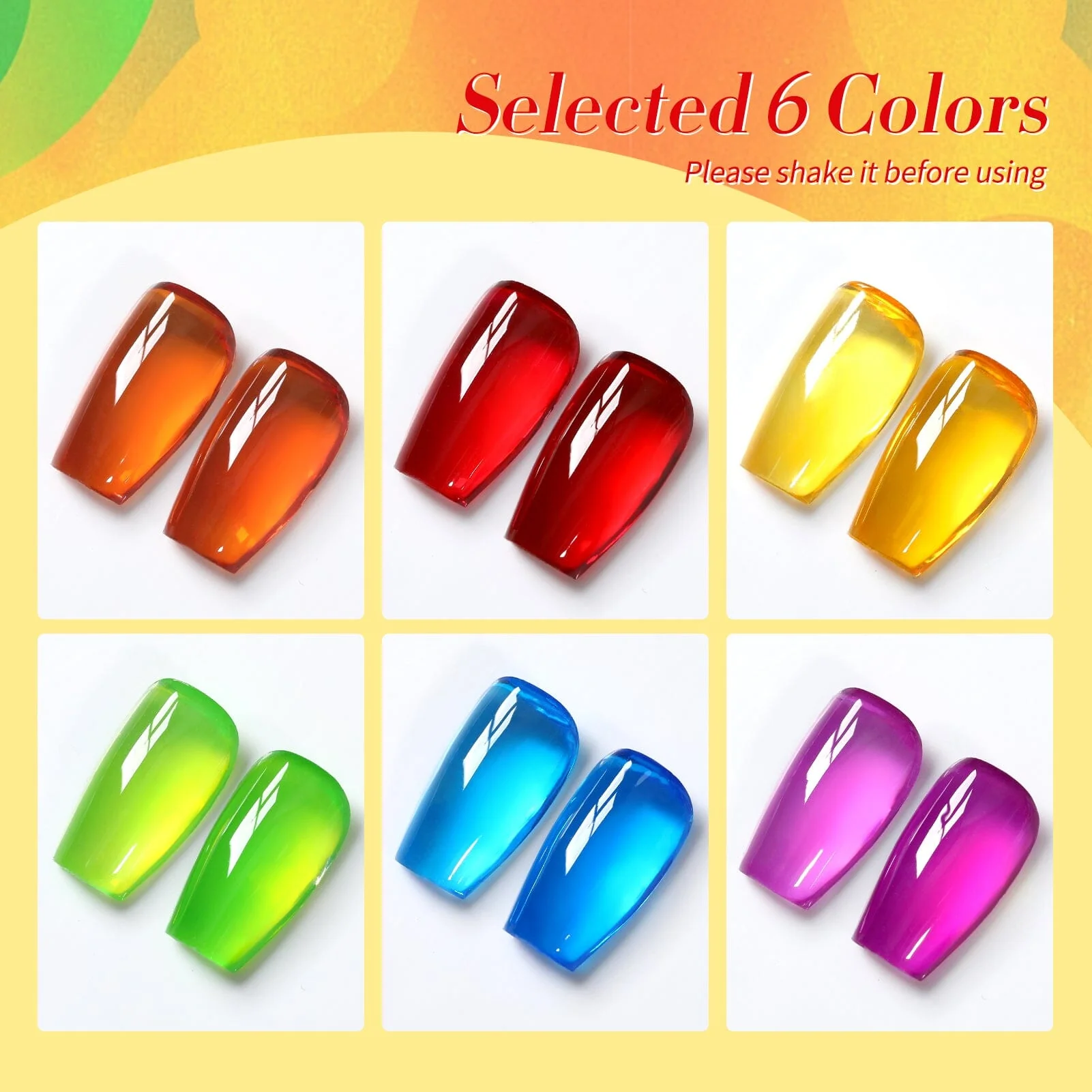 6 Colors Ice Jelly Gel Polish Rainbow Gleam 7ml - Image 6