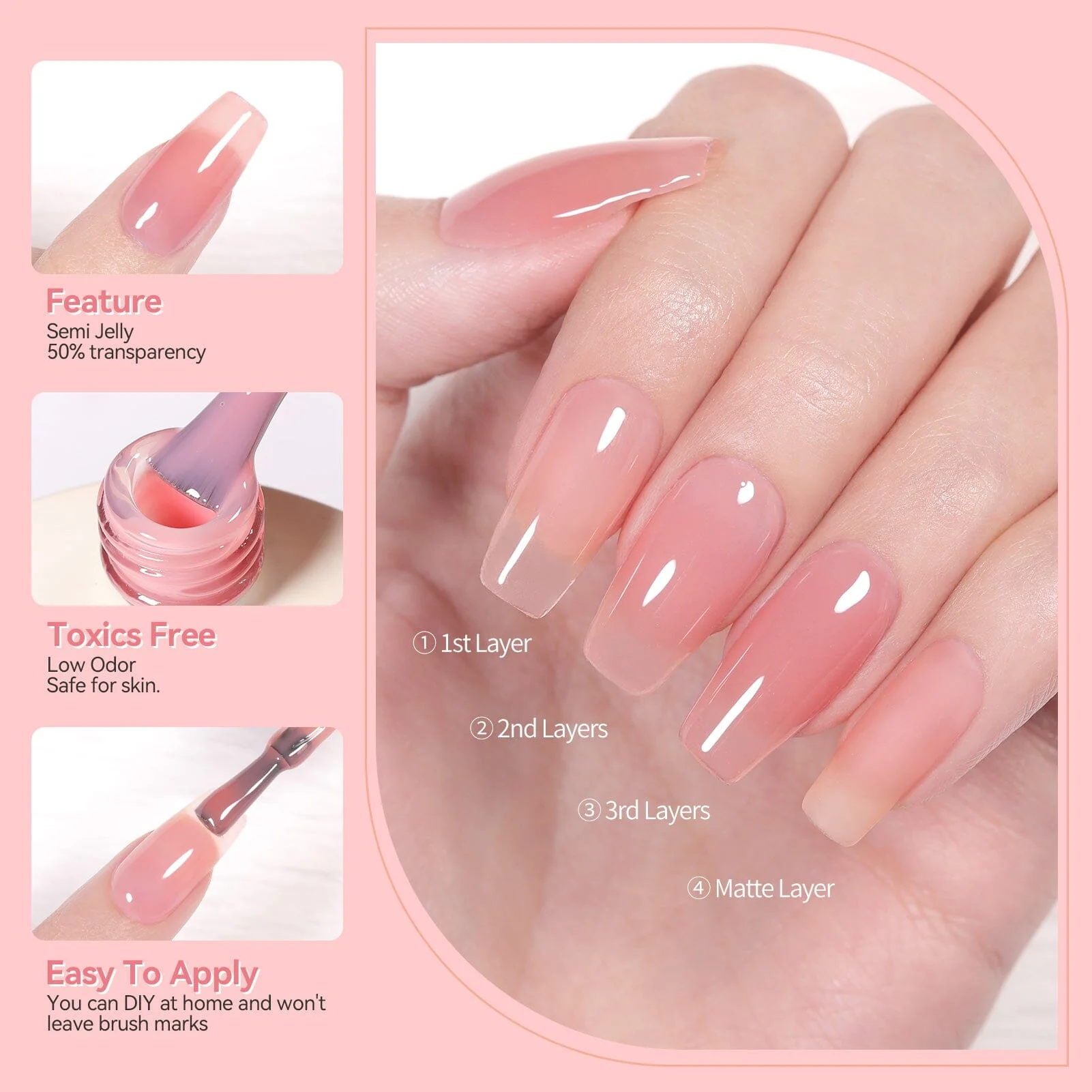 6 Colors Jelly Gel J16 Misty Rose 7ml - Image 4