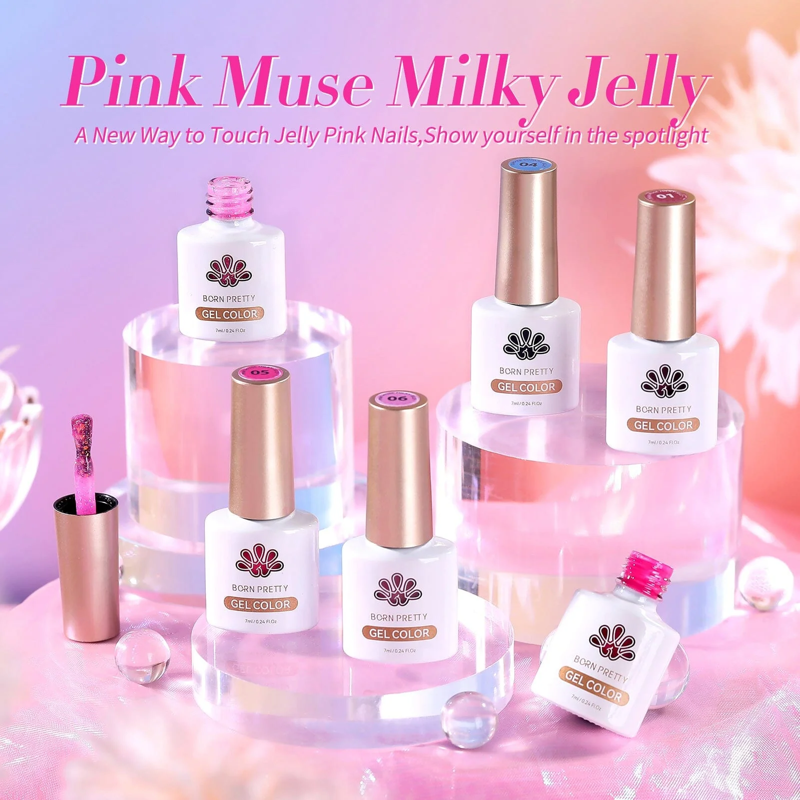 6 Colors Jelly Gel J31 Pink Muse 7ml - Image 9
