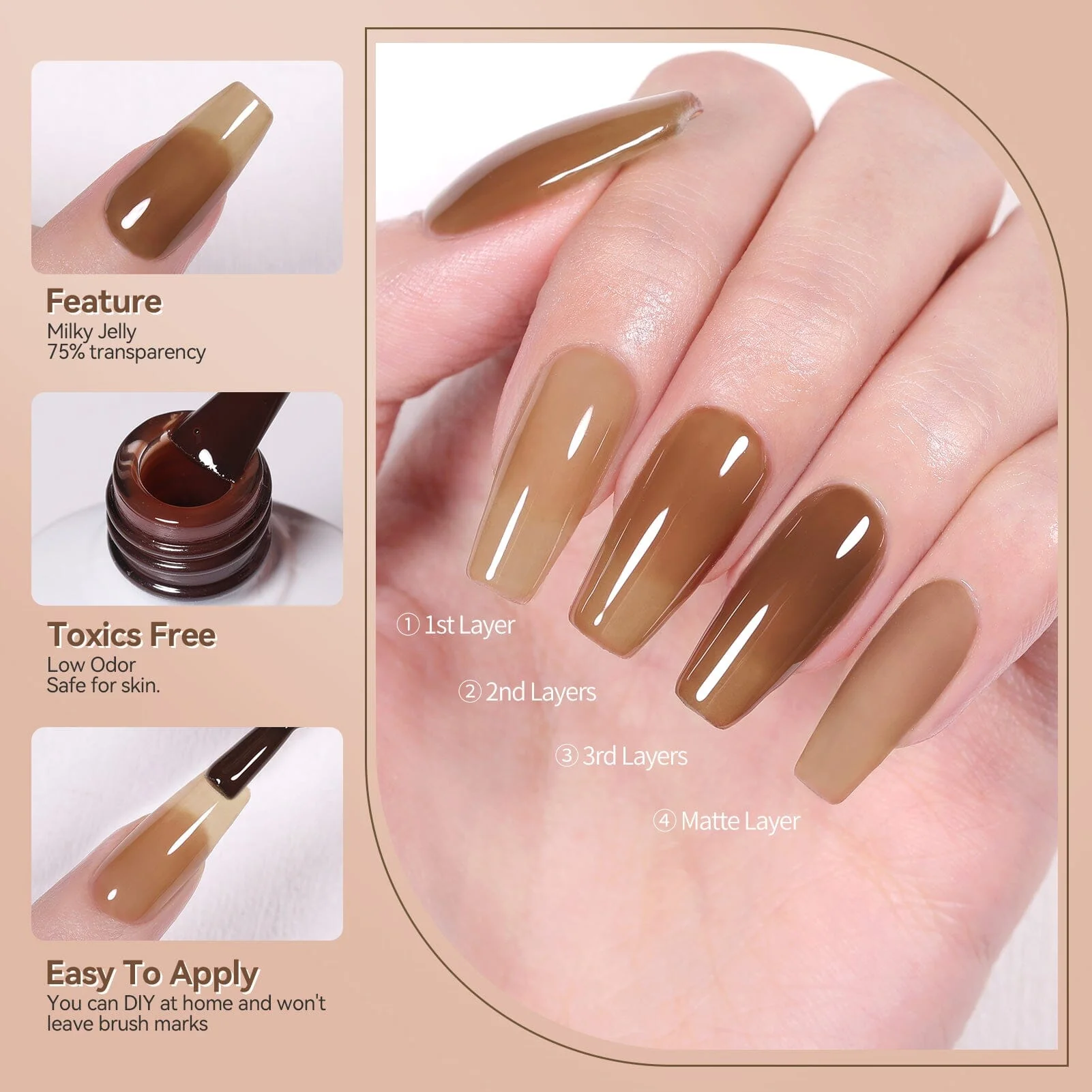 6 Colors Jelly Gel J39 Smoky Rose 7ml - Image 5