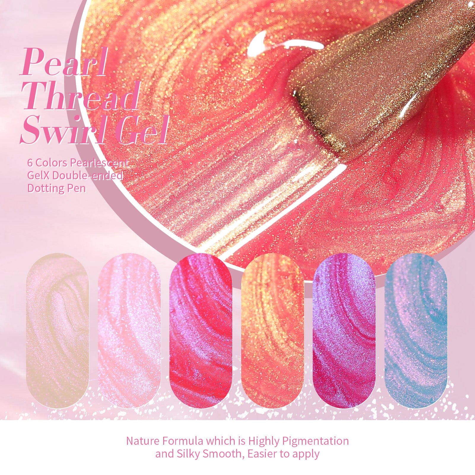 6 Colors Pearl Thread Swirl Gel T02 Nebulas 7ml - Image 10