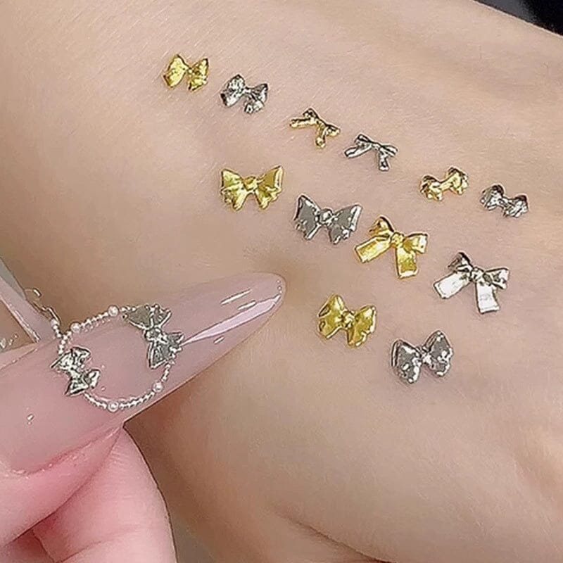 6 Grids Gold Silver Alloy Star Bowknot Nail Decoration - Image 4
