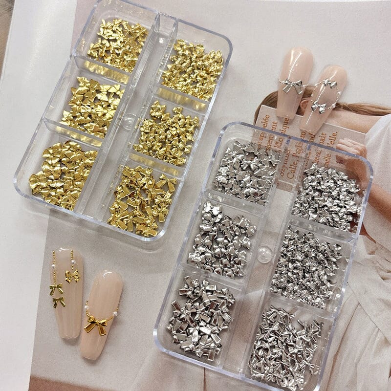 6 Grids Gold Silver Alloy Star Bowknot Nail Decoration - Image 8