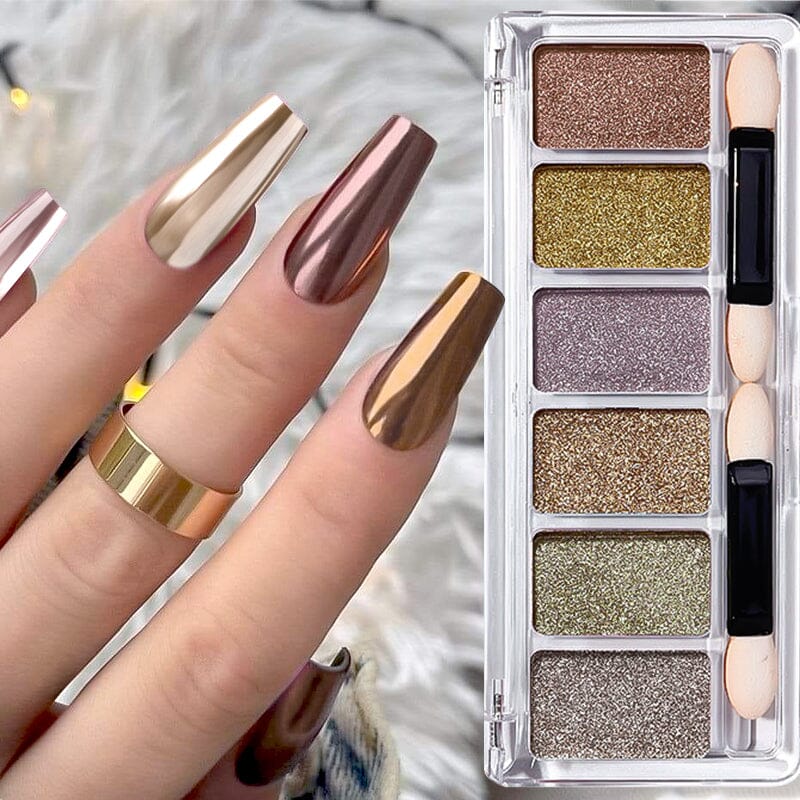6 Grids Metallic Mirror Chrome Nail Powder