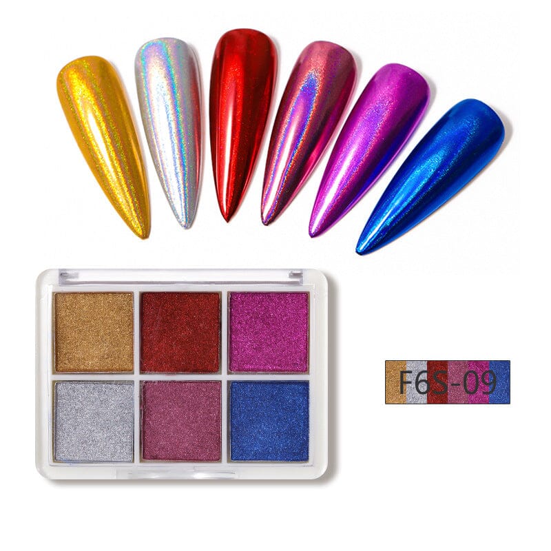 6 Grids Solid Metallic Mirror Chrome Nail Powder - Image 13