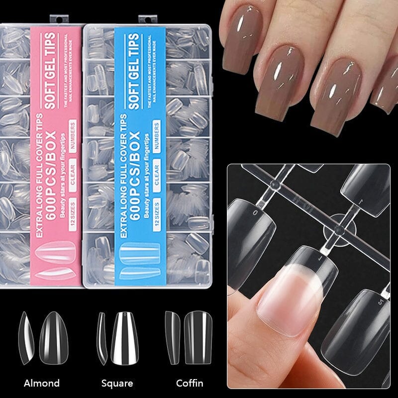 600pcs Coffin Transparent False Nail Tips - Image 12
