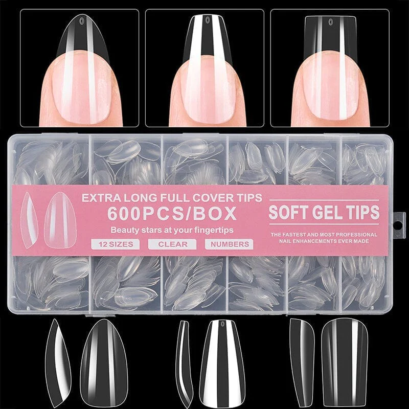 600pcs Coffin Transparent False Nail Tips - Image 13