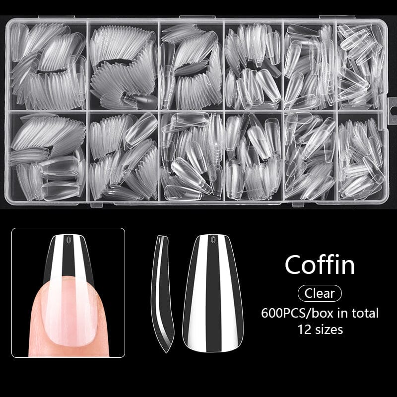 600pcs Coffin Transparent False Nail Tips - Image 3
