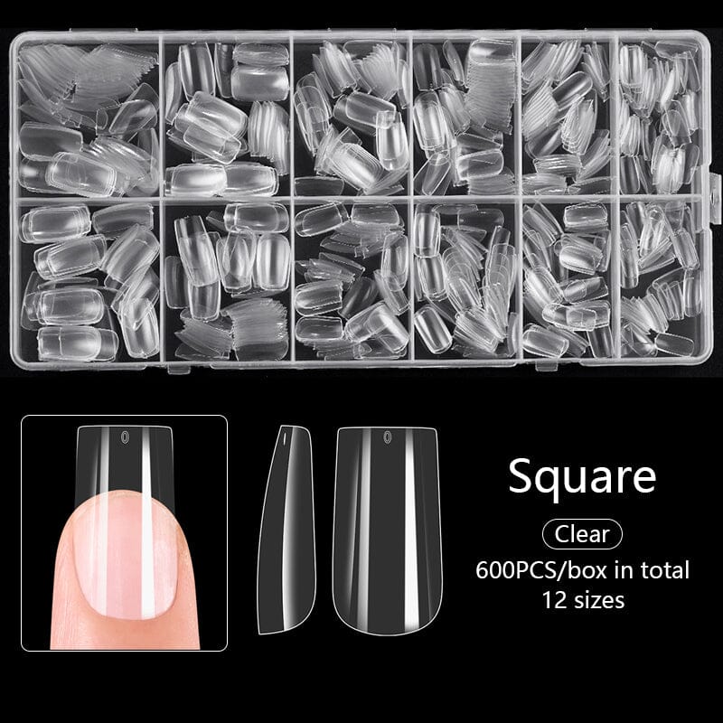 600pcs Square Transparent False Nail Tips - Image 3