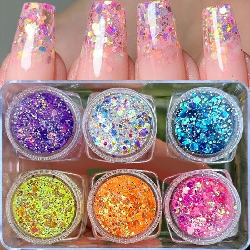 6pcs Hexagon #02 Glitter Sequins Set - Image 2