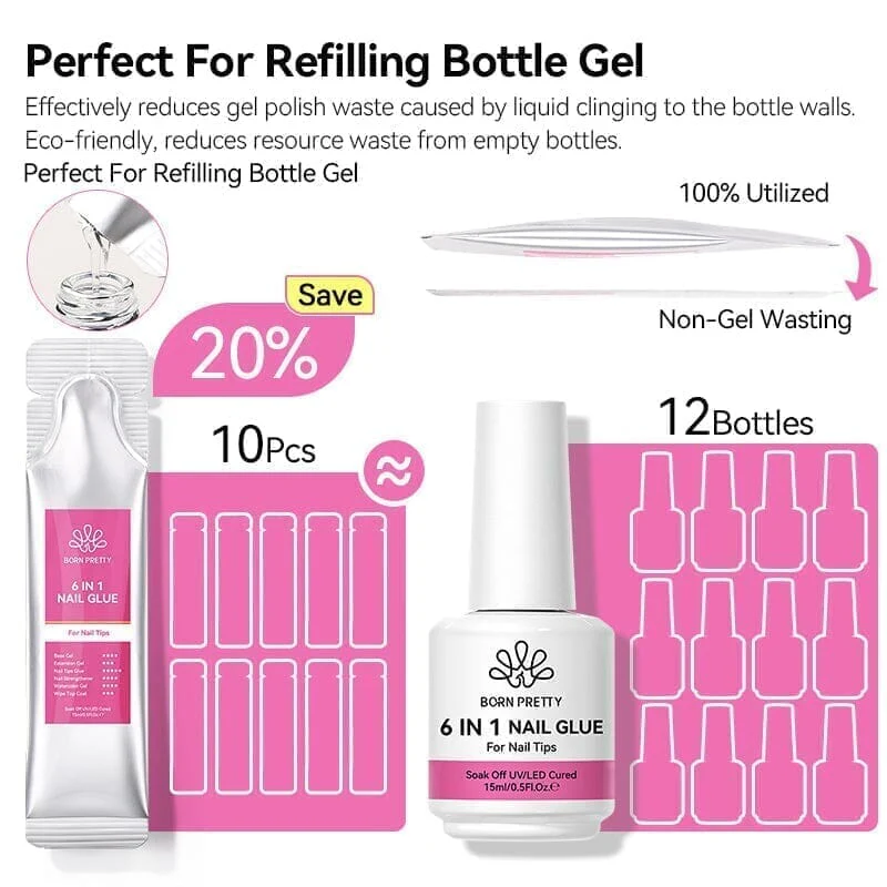 2pcs Set 6 in 1 Nail Glue Gel Polish 15ml - Image 6