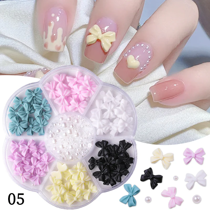 7 Grids 3D Decorations Bowknot Pearls #05 - Image 2