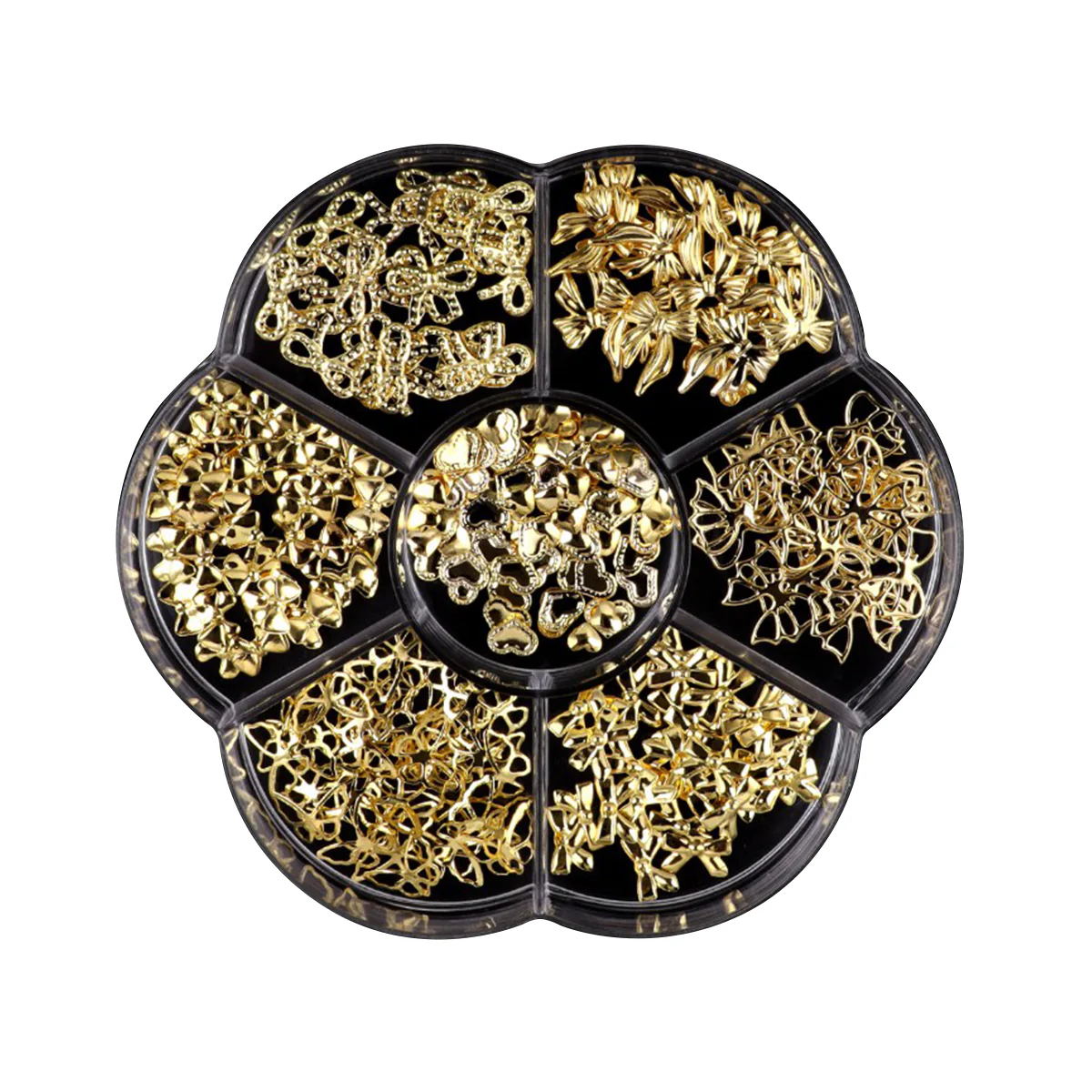 7 Grids Gold Metal Decorations #01 Bowknot Heart