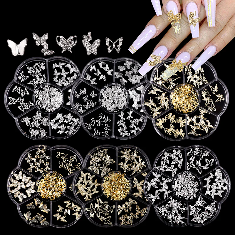 7 Grids Gold Metal Decorations #01 Bowknot Heart - Image 7