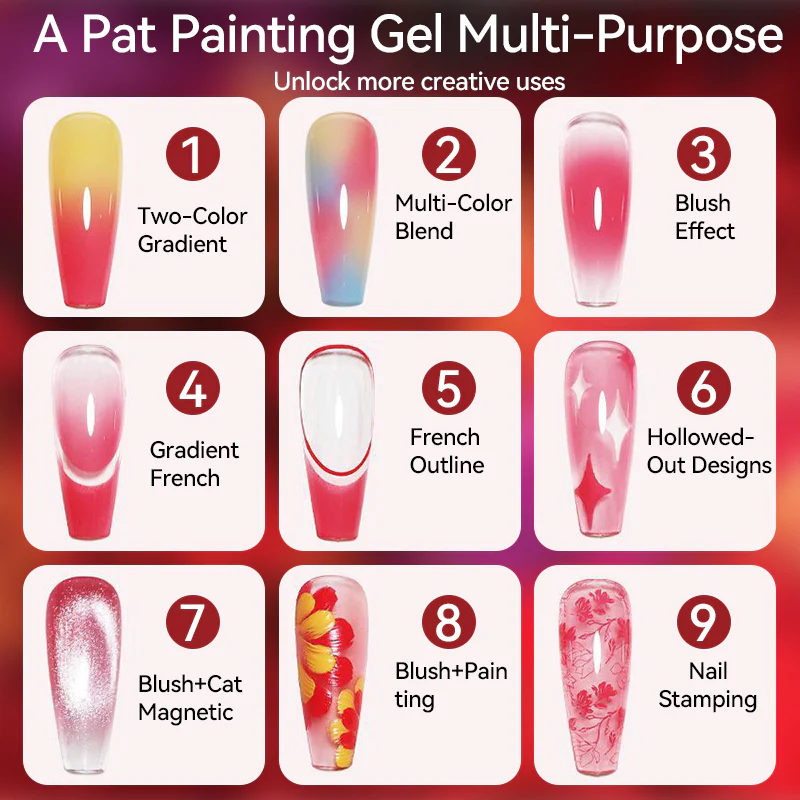 9 Colors 4 In 1 Pat Painting Gel Crimson Flicker - Image 12
