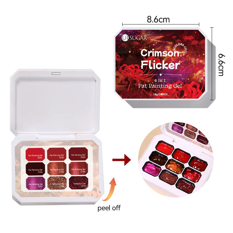 9 Colors 4 In 1 Pat Painting Gel Crimson Flicker - Image 13