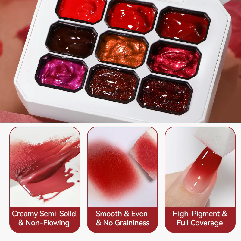 9 Colors 4 In 1 Pat Painting Gel Crimson Flicker - Image 6