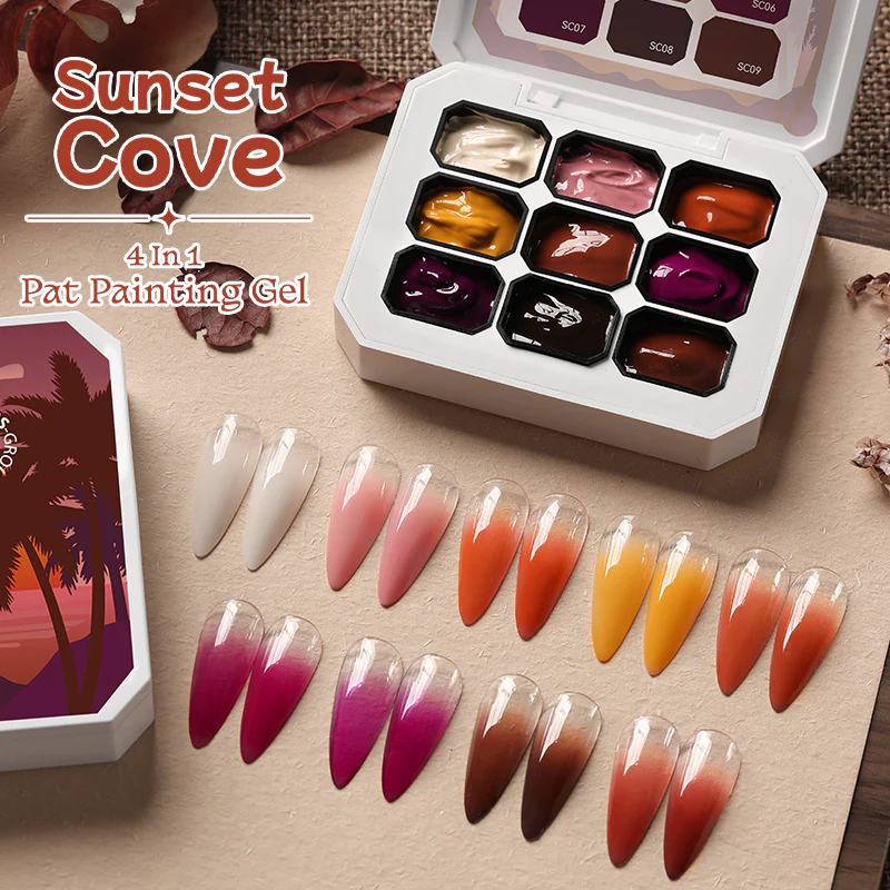 9 Colors 4 in 1 Pat Painting Gel Sunset Cove - Image 3